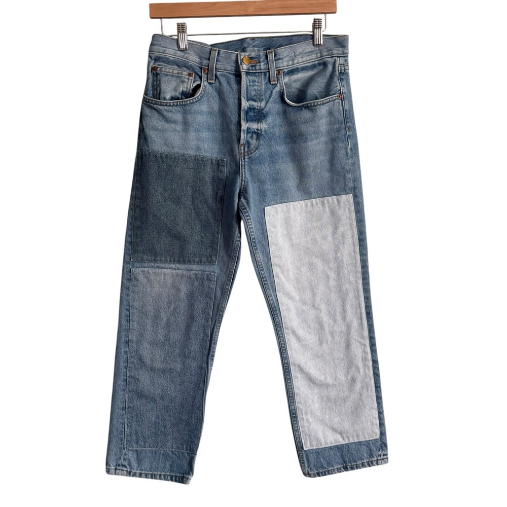 B Sides Arts Mid High Straight Patchwork Jeans - image 3